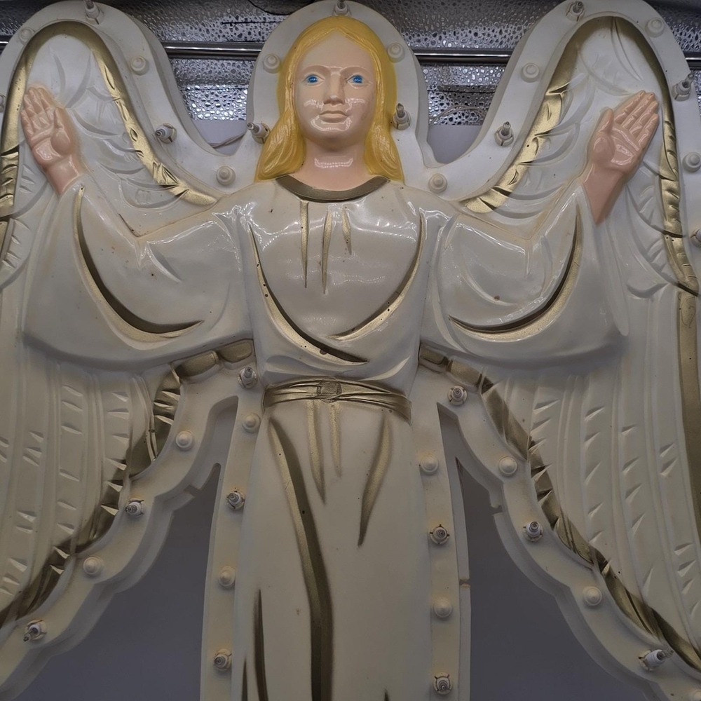 Vintage WALL Blow Mold ANGEL Flat Nativity Imperial Carolina Enterprise 33" 80's